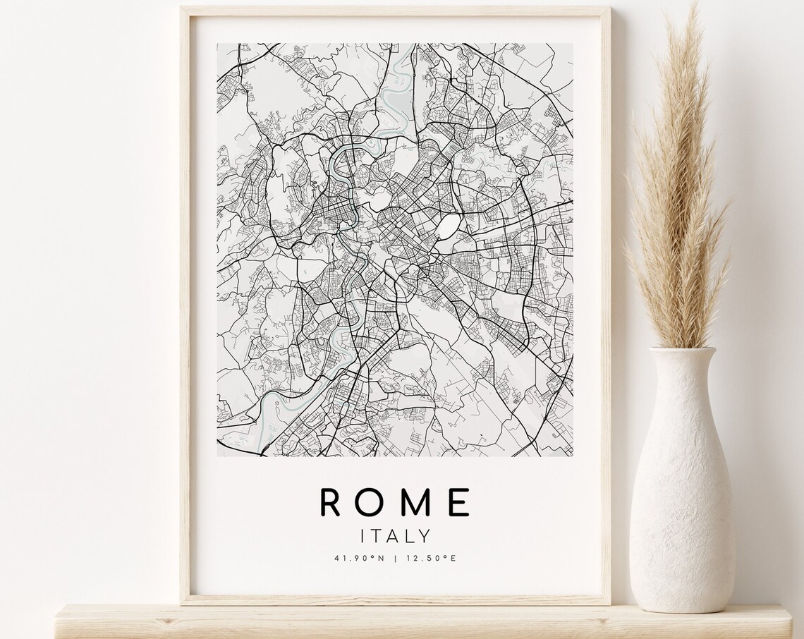 Rome Italy Map Print, Minimalist City Poster