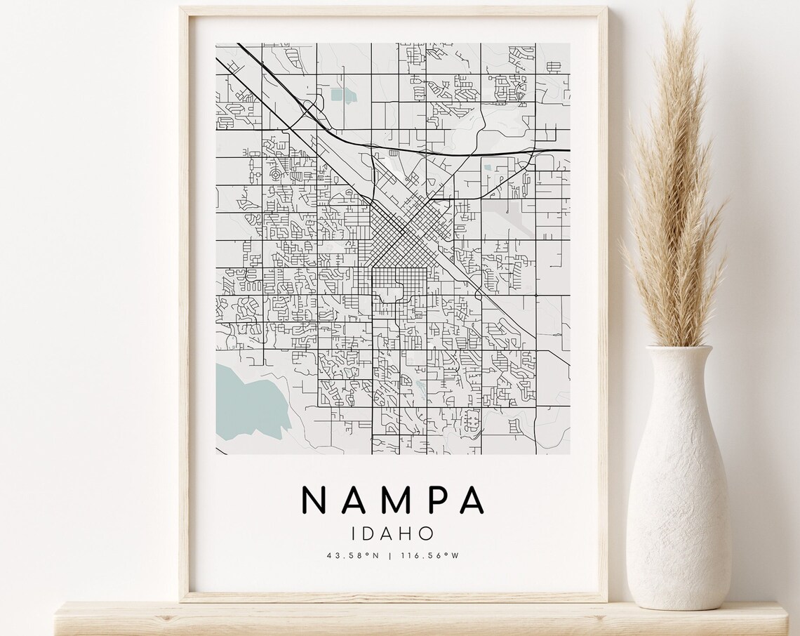 Personalized Nampa Idaho Minimalist City Street Map Wall Poster