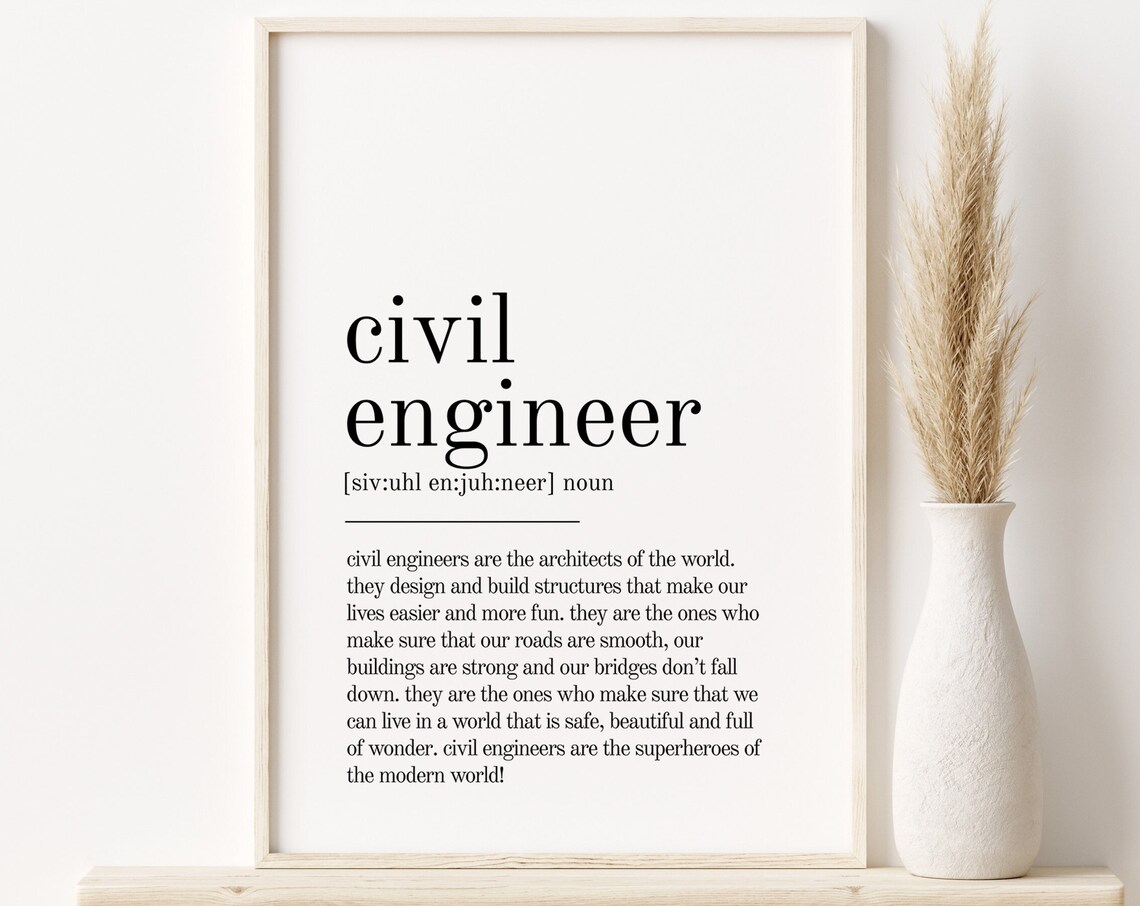 Civil Engineer Definition Minimalist Quote Art Print
