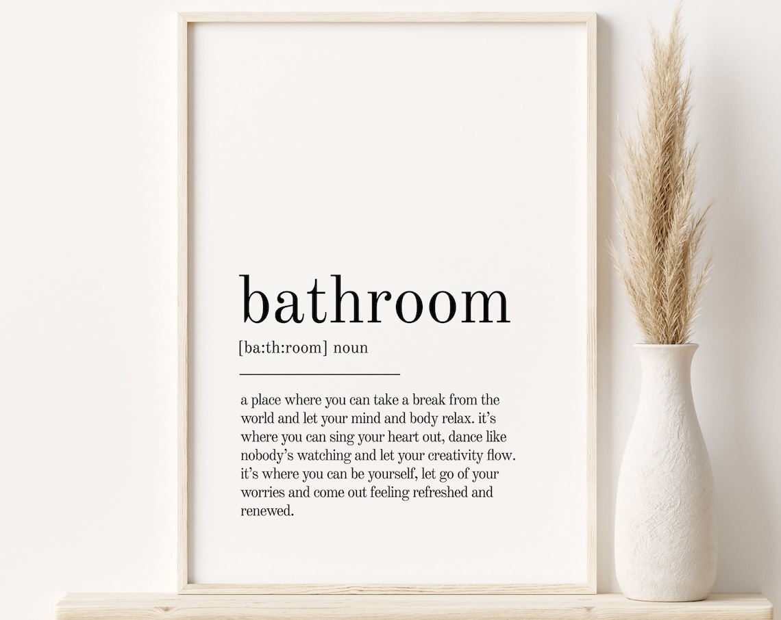 Bathroom Definition Print, Personalized Bathroom Wall Art