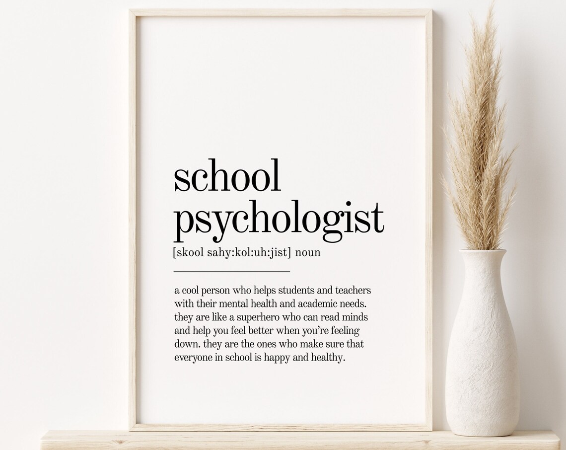 School Psychologist Dictionary Definition Minimalist Typography Gift Poster