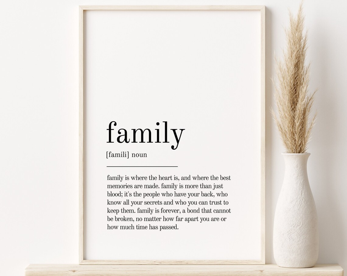 Family Definition Print, Minimalist Modern Art Print