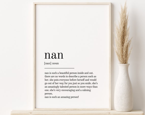 Nan Definition Personalized Gift Art Print
