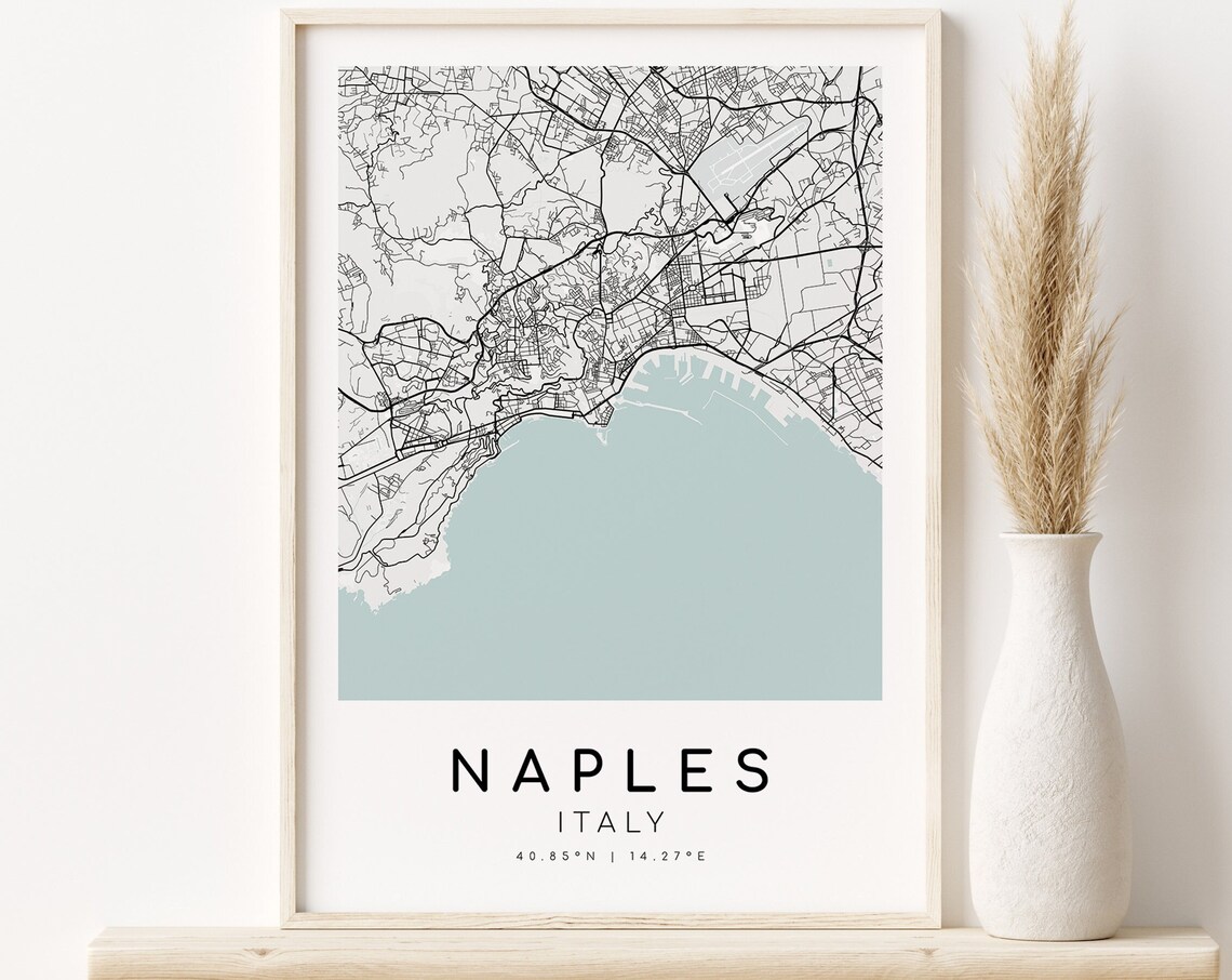 Naples Italy Map Print, Minimalist Travel Poster