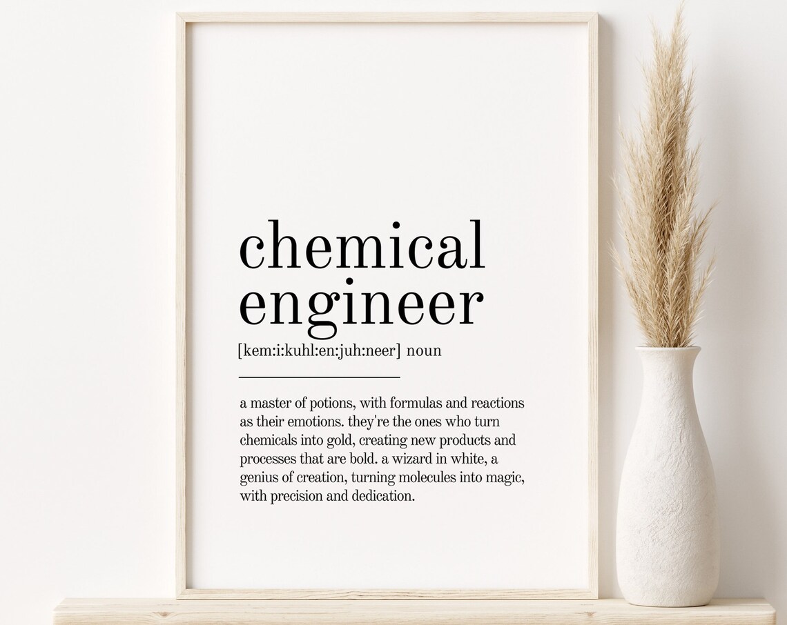 Chemical Engineer Dictionary Definition Minimalist Typography Gift Poster