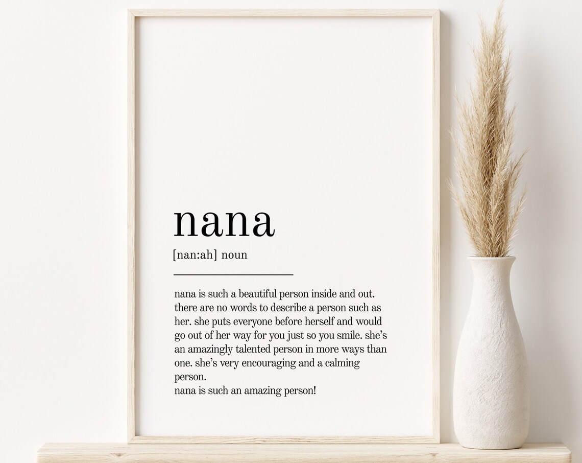 Nana Definition Print, Minimalist Self-Love Poster