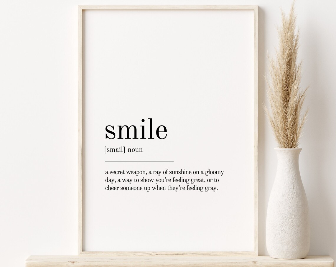 Smile Definition Minimalist Quote Art Print