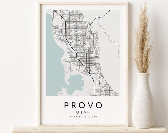 Provo Utah Minimalist City Street Map Coordinates Travel Art Poster