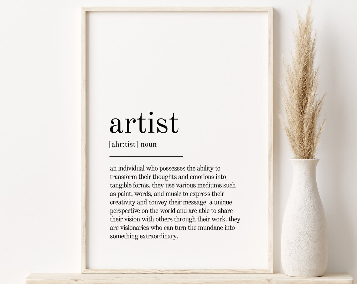 Artist Definition Print, Minimalist Art Poster