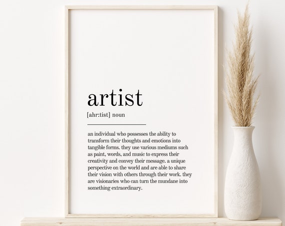 Artist Definition Print, Minimalist Art Poster