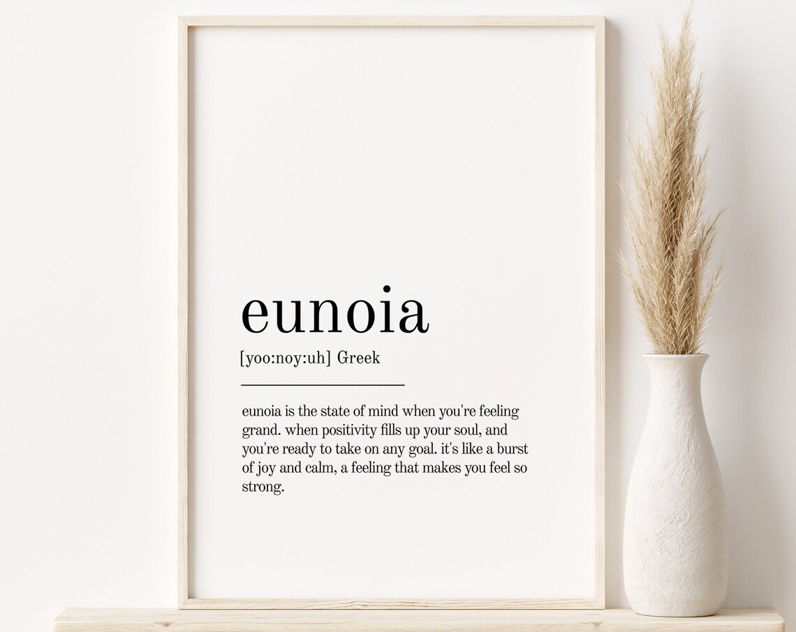 Eunoia Definition Quote Print, Office Wall Decor