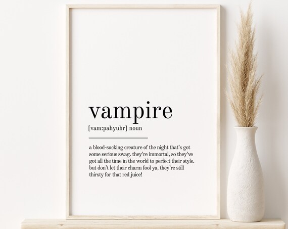 Vampire Definition Dictionary Typography Funny Halloween Poster