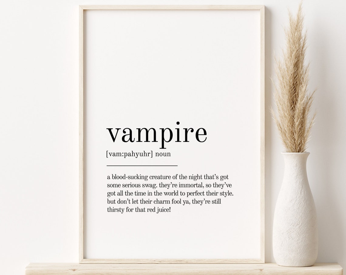 Vampire Definition Dictionary Typography Funny Halloween Poster