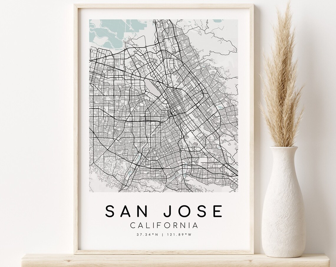 San Jose Minimalist Map Art Print, California