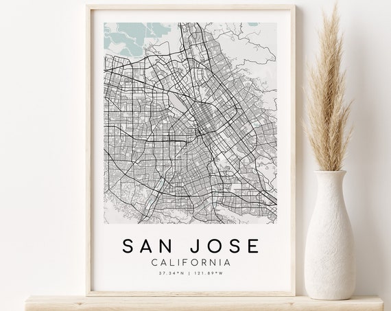 San Jose Minimalist Map Art Print, California