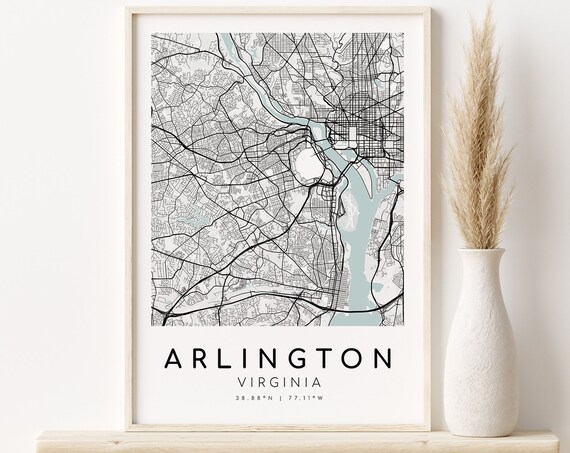 Arlington Virginia Minimalist Black Street Map Modern Poster