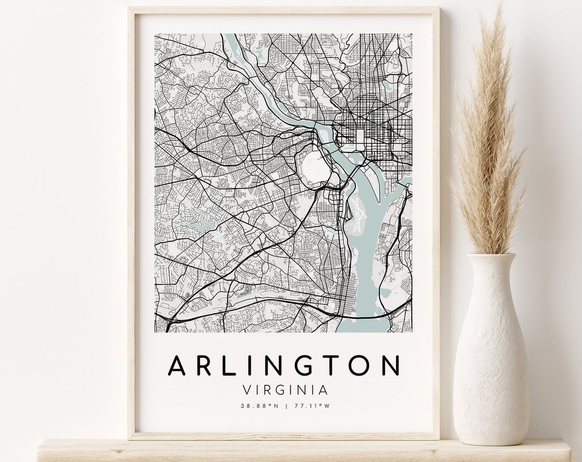 Arlington Virginia Minimalist Black Street Map Modern Poster