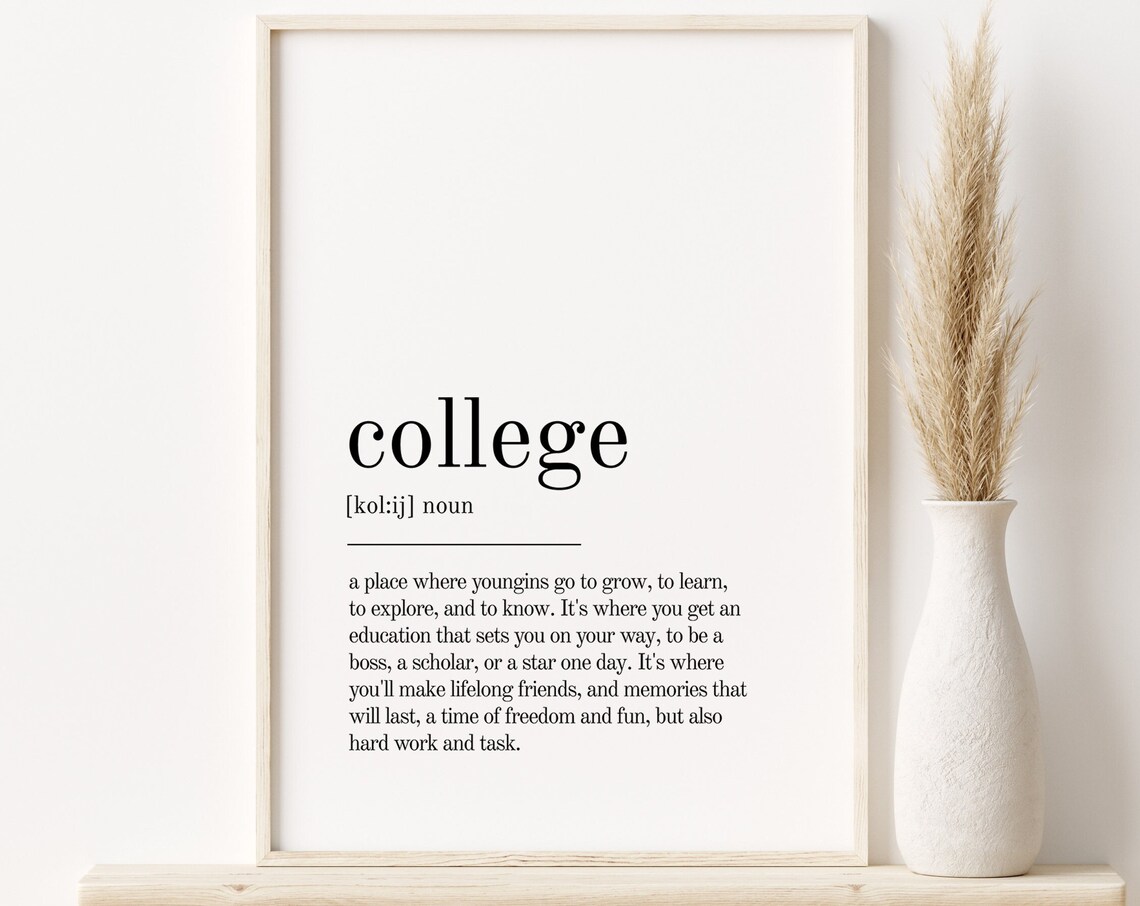 College Definition Print, Minimalist Modern Art Print
