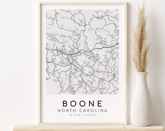 Boone North Carolina Custom City Street Map Coordinates Decor Poster