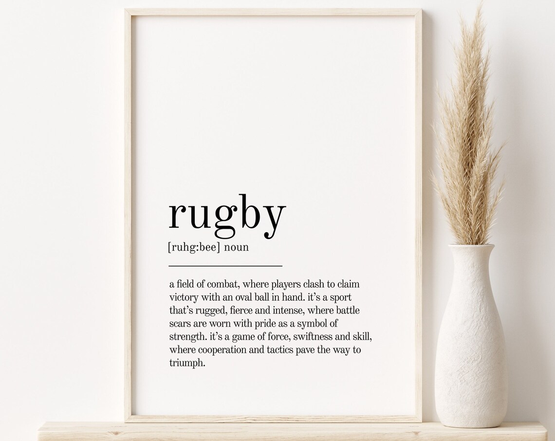 Rugby Definition Print, Minimalist Sports Quote