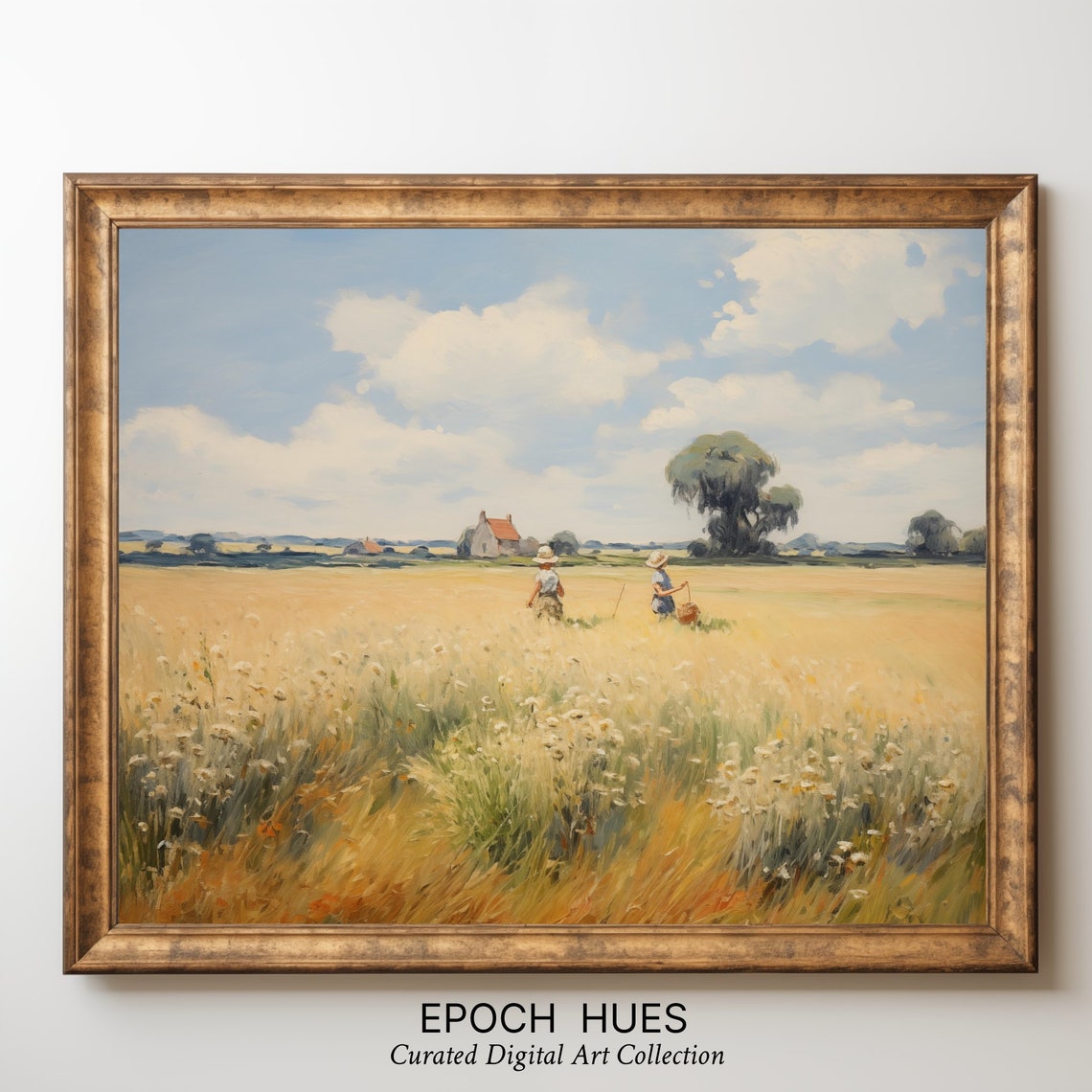 Two Figures In A Golden Wheat Field Summer Countryside Poster