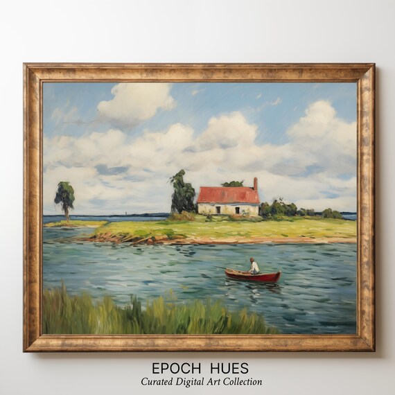 Coastal Landscape, Rustic Seaside House With Boat