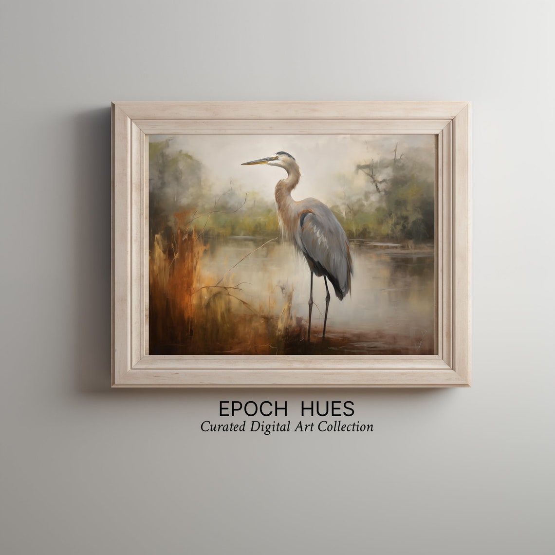 Great Blue Heron Standing at Marsh Water Edge Wildlife Poster - Image 2