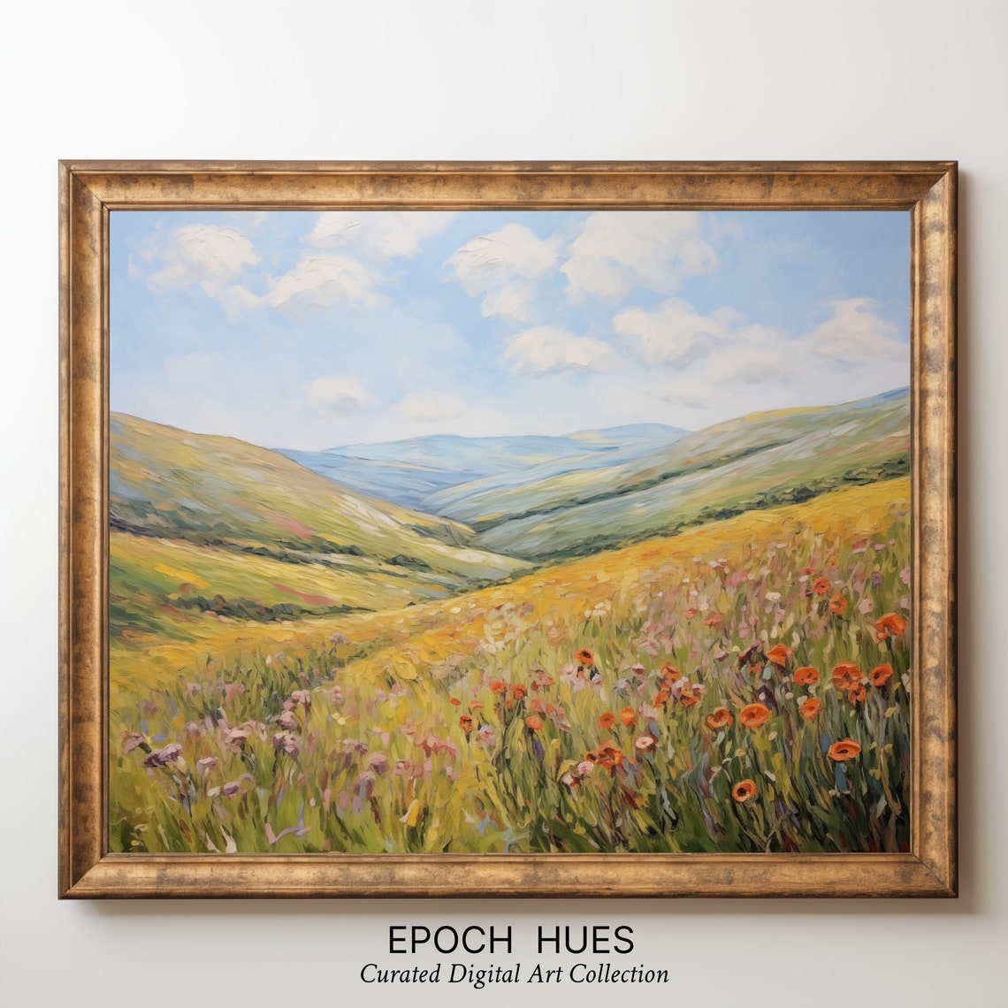 Wildflower Meadow Hillside Poppies Impressionist Spring Poster - Image 3