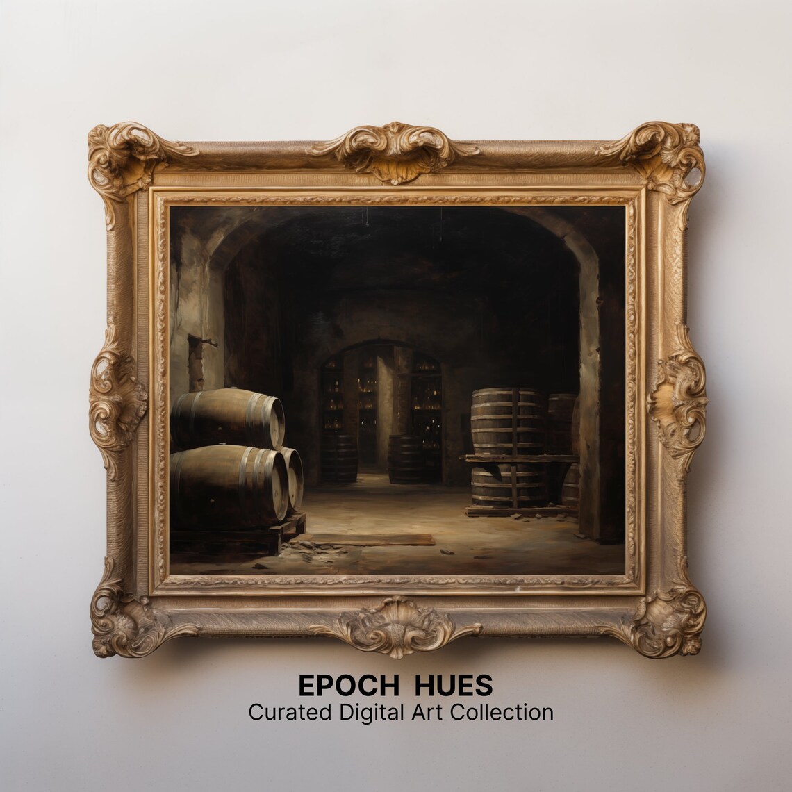 Rustic Wine Cellar, Vintage Barrel Room Art Print - Image 3