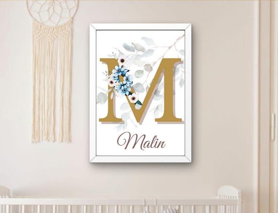 Nursery Decor Poster Wall Art For Kids Letter Poster Flower Wreath Wall Art