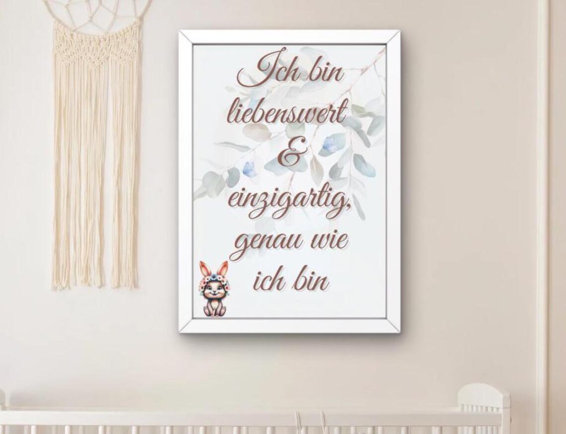 Animal Nursery Decor Poster, Flower Wreath