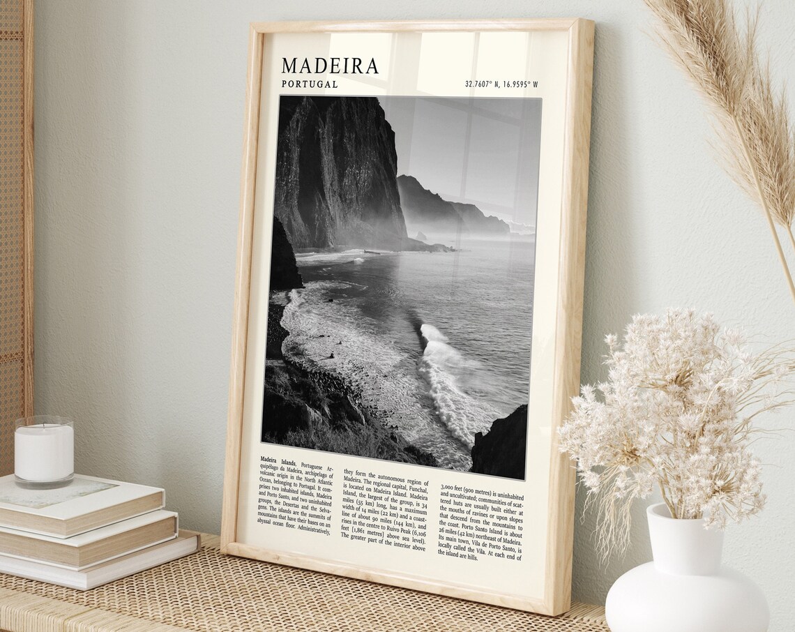 Madeira Vintage Travel Poster, Portugal Art Print