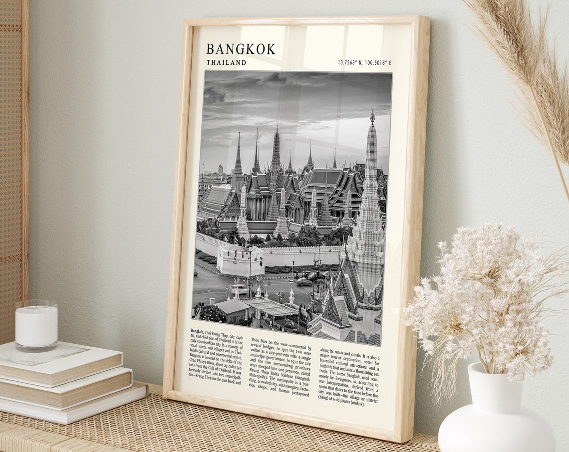 Bangkok Poster Bangkok Travel Print Thailand Travel Poster Vintage Travel Art Black And White Travel Print Asia Travel A1a2a3a4