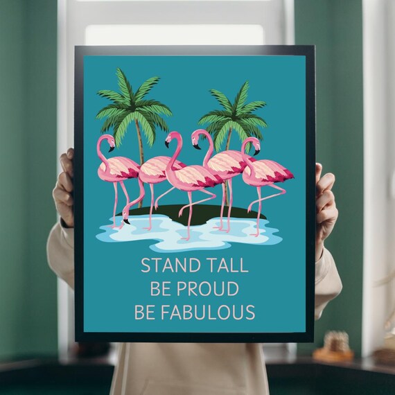 Flamingos Tropical Wildlife Art Print, Nature Lovers