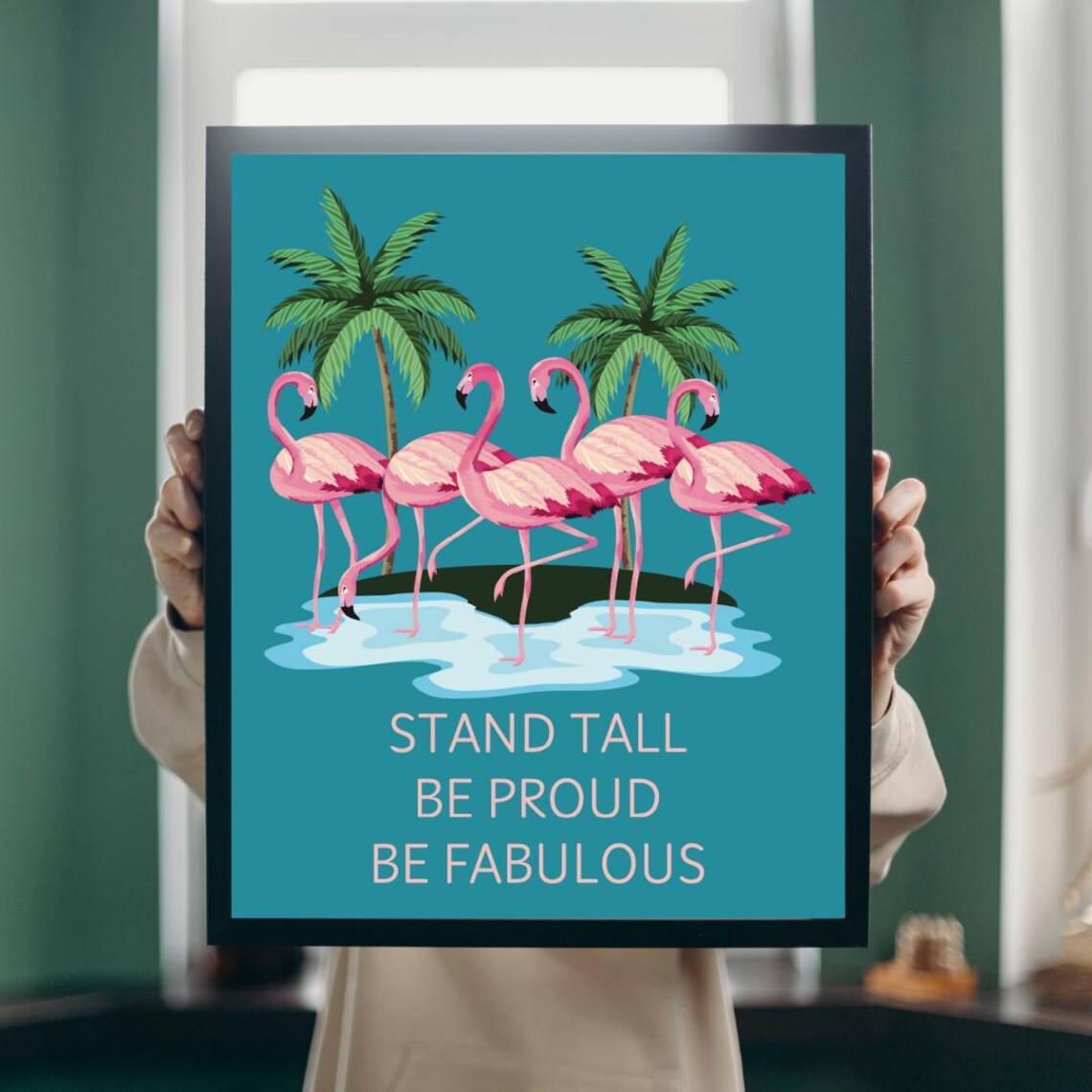 Flamingos Tropical Wildlife Art Print, Nature Lovers