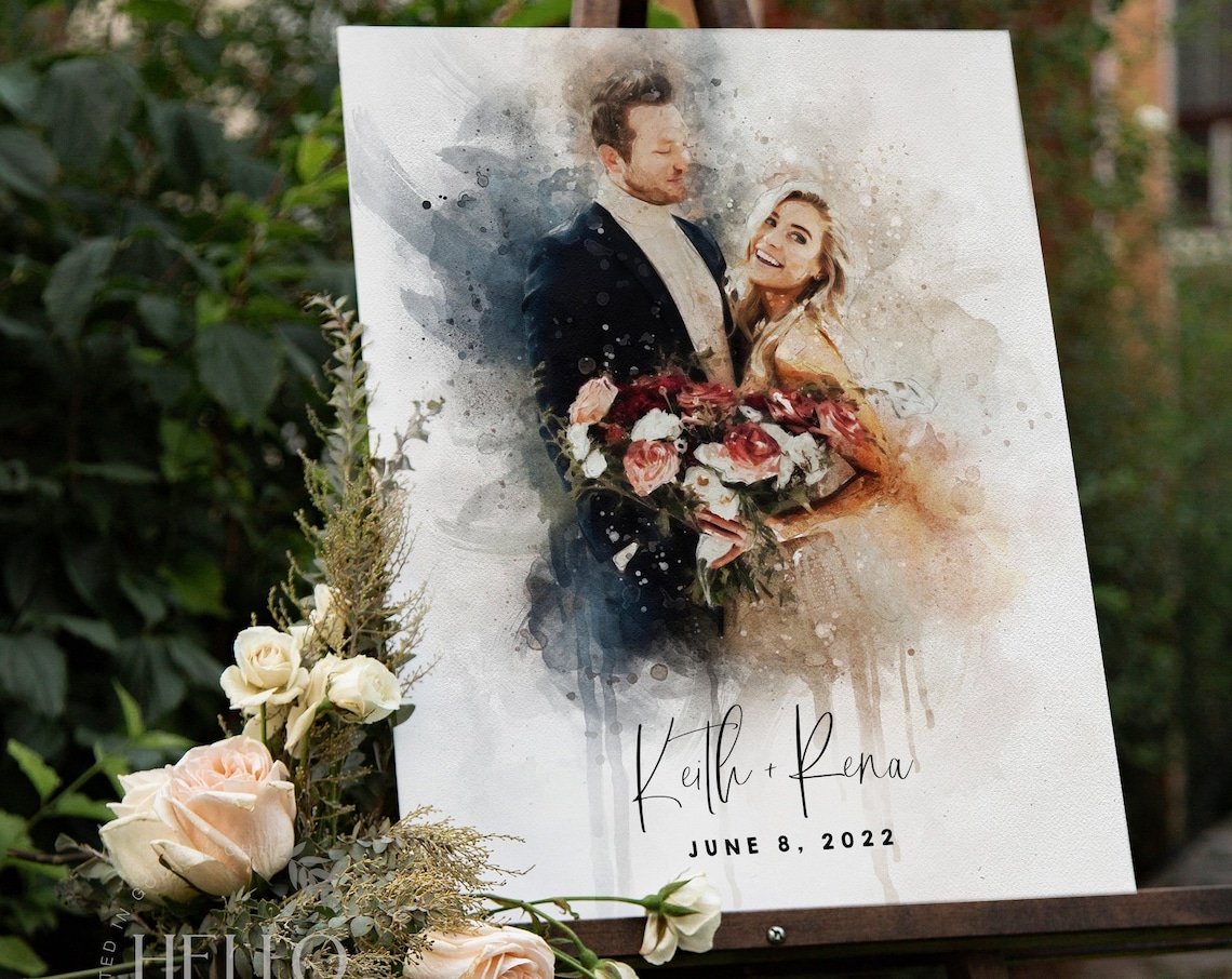 Watercolor Wedding Welcome Sign, Unique Decor - Image 4