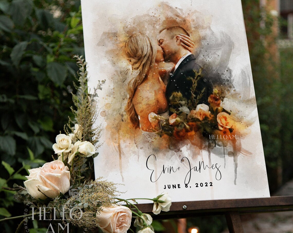 Watercolor Wedding Welcome Sign, Unique Decor - Image 3