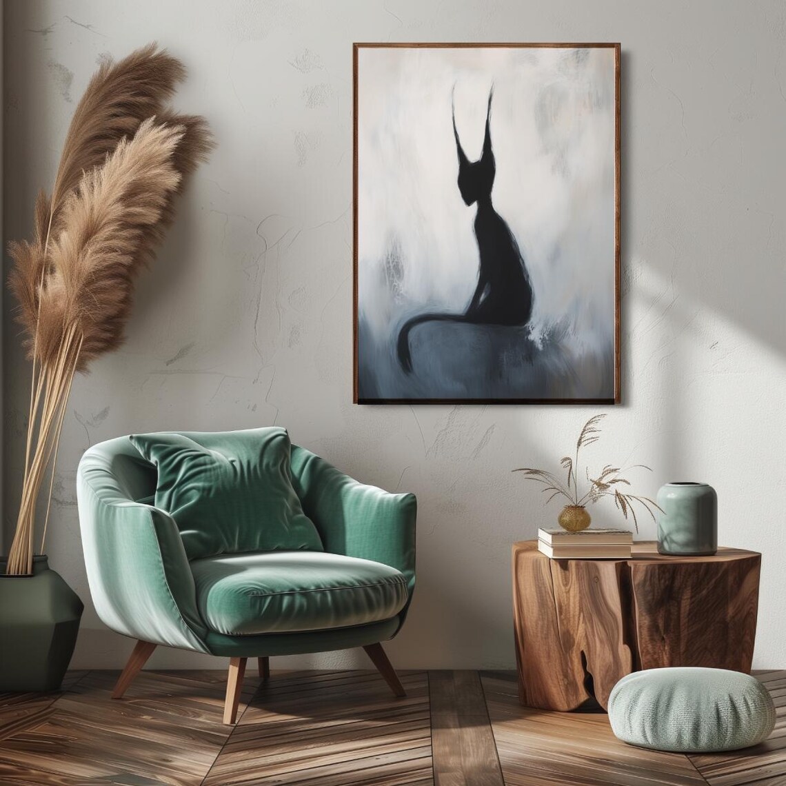 Gothic Black Cat Silhouette Surreal Minimalist Dark Art Poster - Image 5
