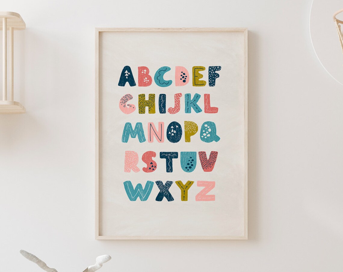 Alphabet Nursery Decor, Educational Playroom Posters