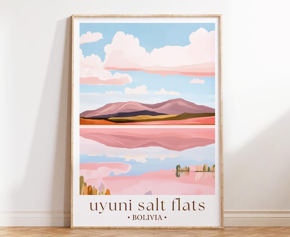 Uyuni Salt Flats Poster Bolivia Travel Print Minimalist Desert Wall Art