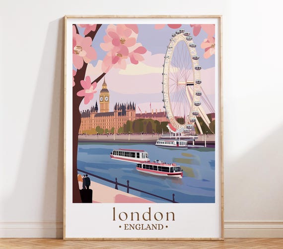 Big Ben London England Travel Poster, Cityscape Decor