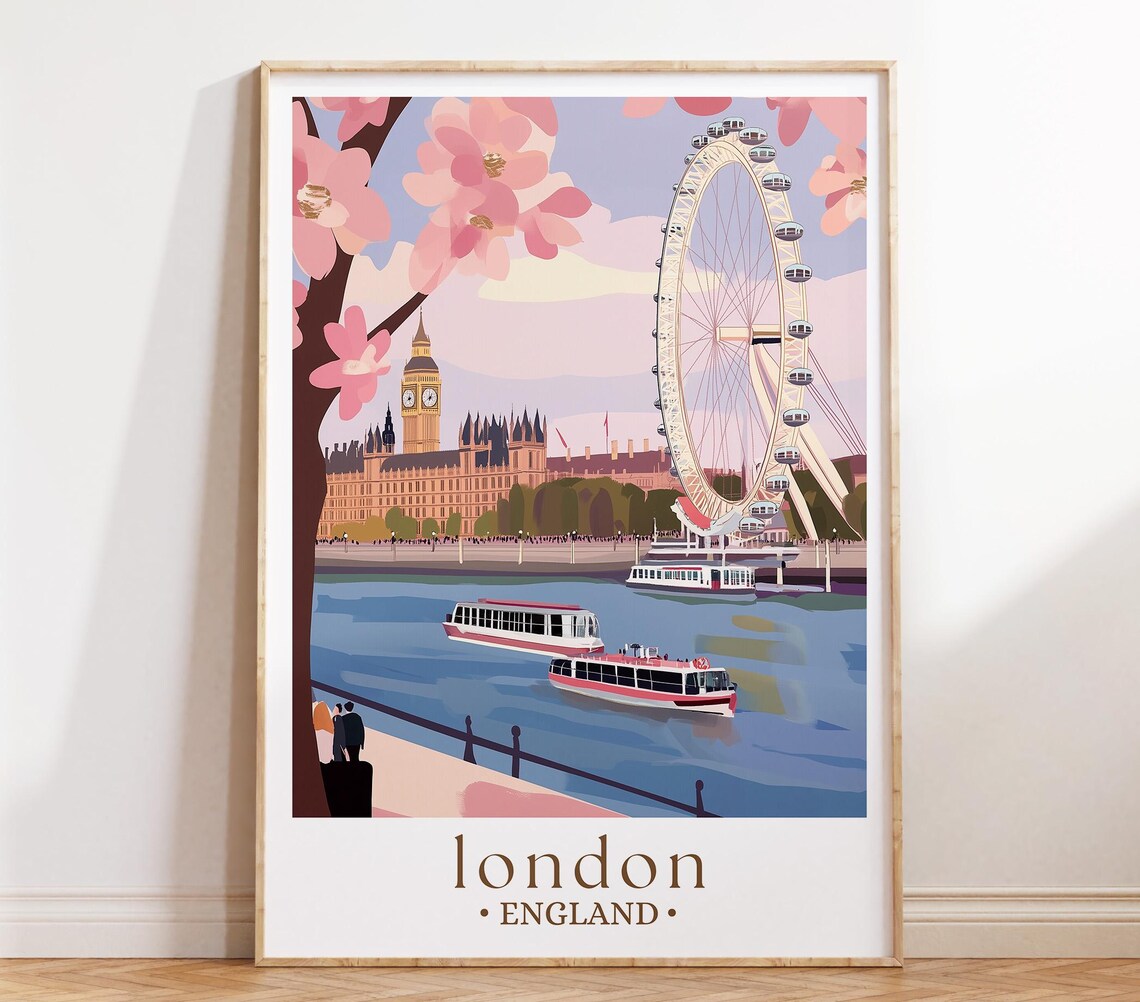 Big Ben London England Travel Poster, Cityscape Decor
