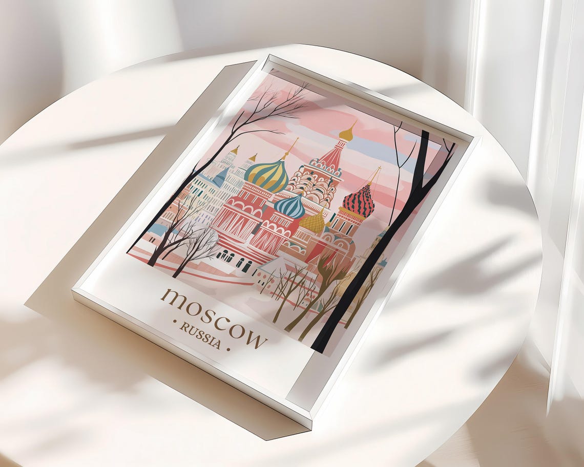 Moscow Russia Travel Poster Moscow Russia Wall Art Print Moscow Russia Painting Moscow Russia Illustration Moscow Landmarks Art Poster - Image 3