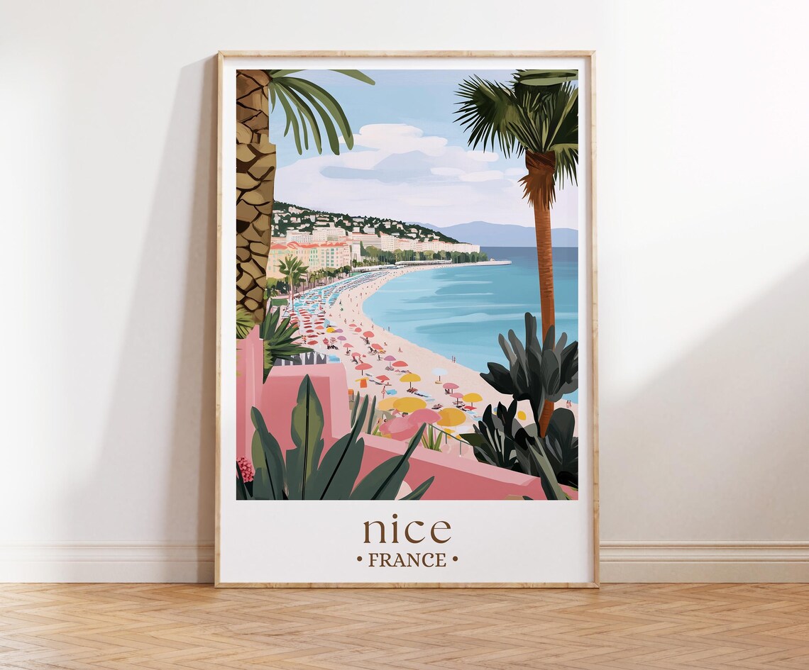 Nice Travel Poster, France Europe Wall Art Print