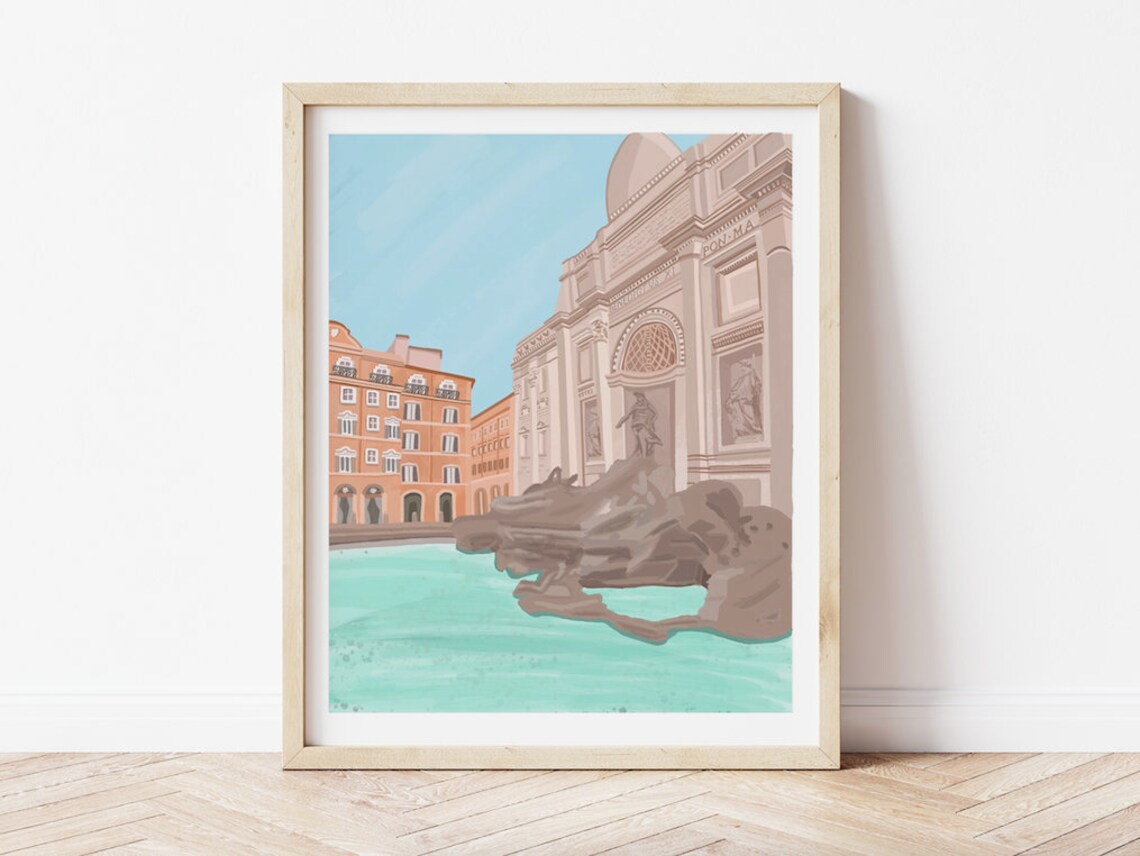 Trevi Fountain Rome Travel Poster, Italy Wall Art