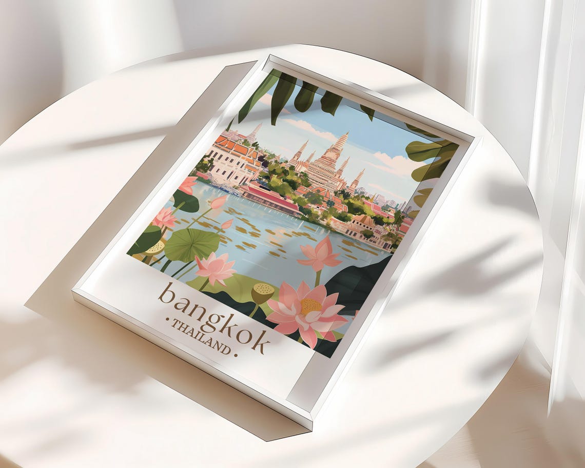 Bangkok Thailand Travel Poster Bangkok Wall Art Asia Travel Gifts Bangkok Home Decor Bangkok Trip Print Bangkok Art Print - Image 3