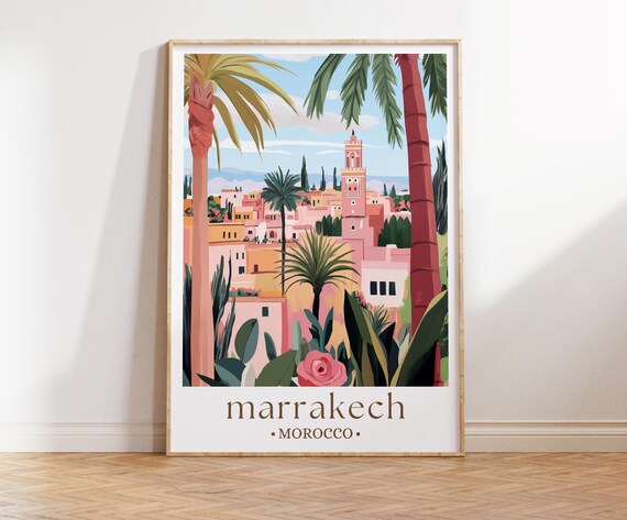 Marrakech Palace Retro Travel Poster, Morocco