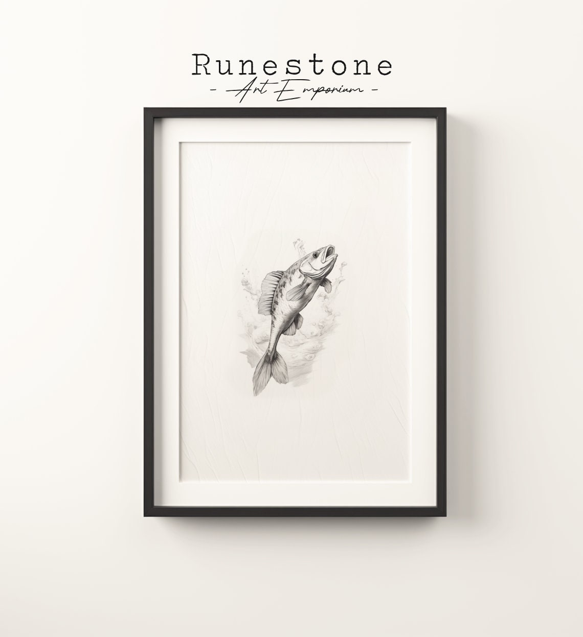 Vintage Fish Sketch Print Natural Wall Art Minimalist Animal Neutral Nursery