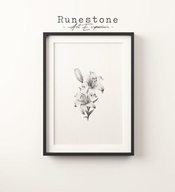 Tropical Flower Sketch Print Botanical Wall Art Minimal Portrait Pencil Drawing Decor Neutral