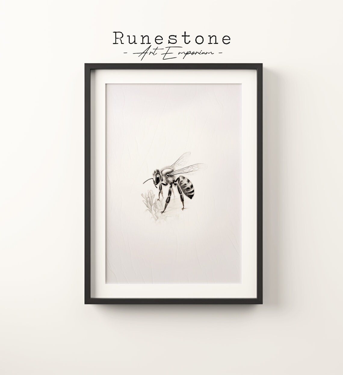 Minimalist Bee Sketch Art Print, Neutral Nursery
